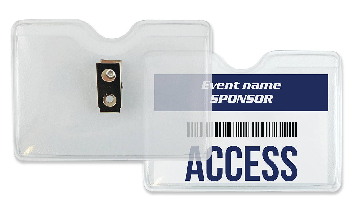 Textured Vinyl Badge Holder with Clip - 92 x 59 mm Insert