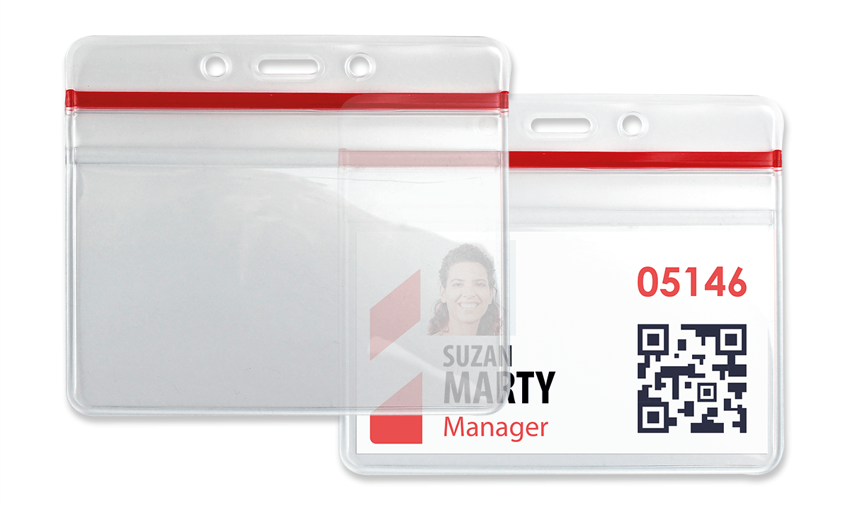 Vinyl Badge Holder with Resealable Zip Closure - 92 x 70 mm Insert