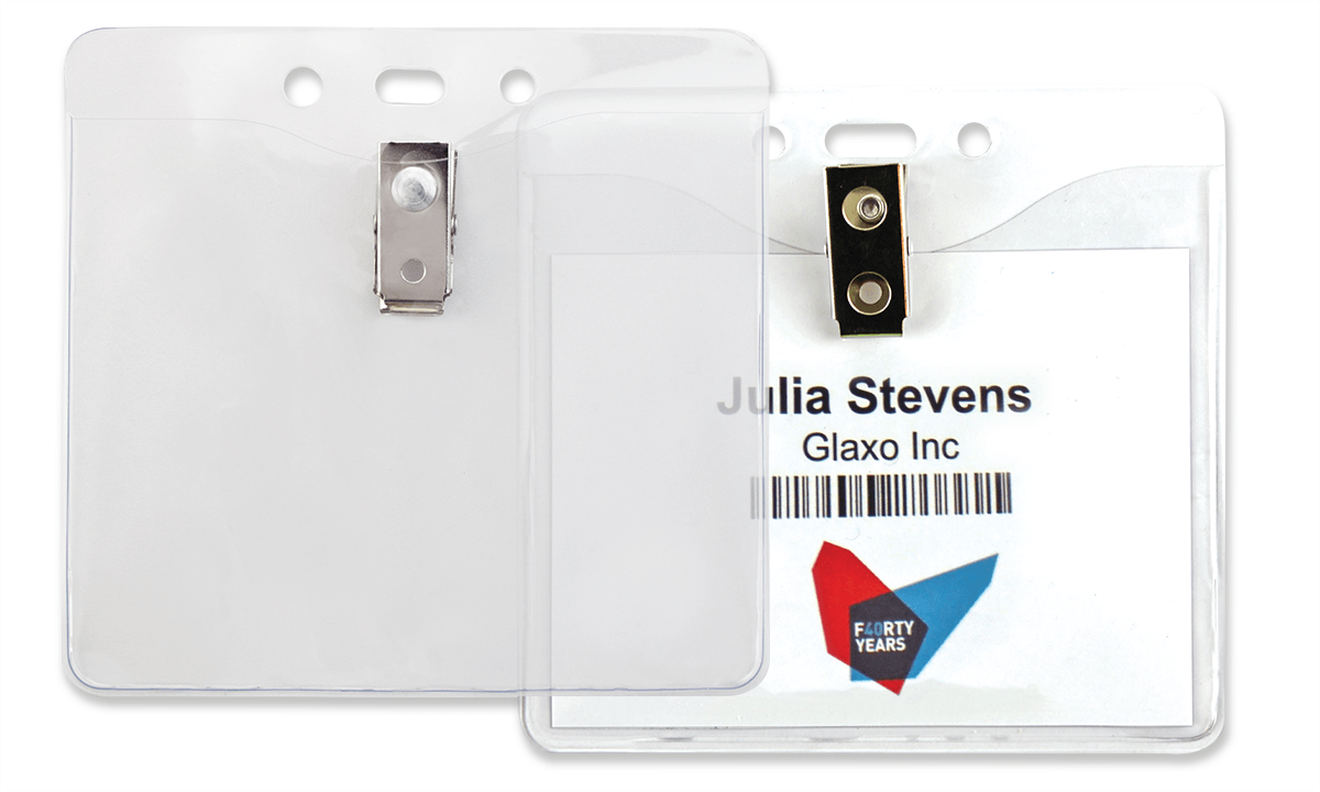 Vinyl Badge Holder with Clip - 99 x 84 mm Insert