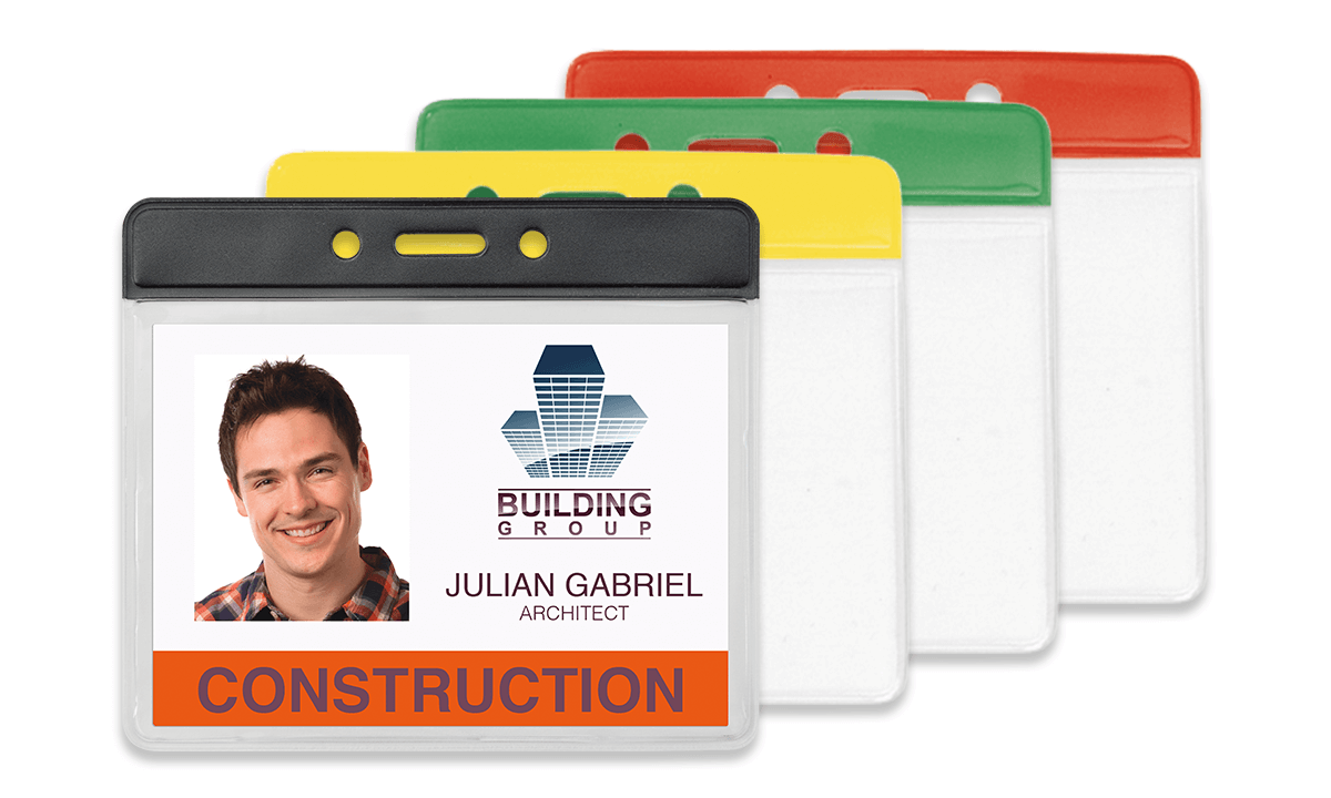 Custom Colour coded Vinyl Badge Holders - 99 x 68 mm Insert