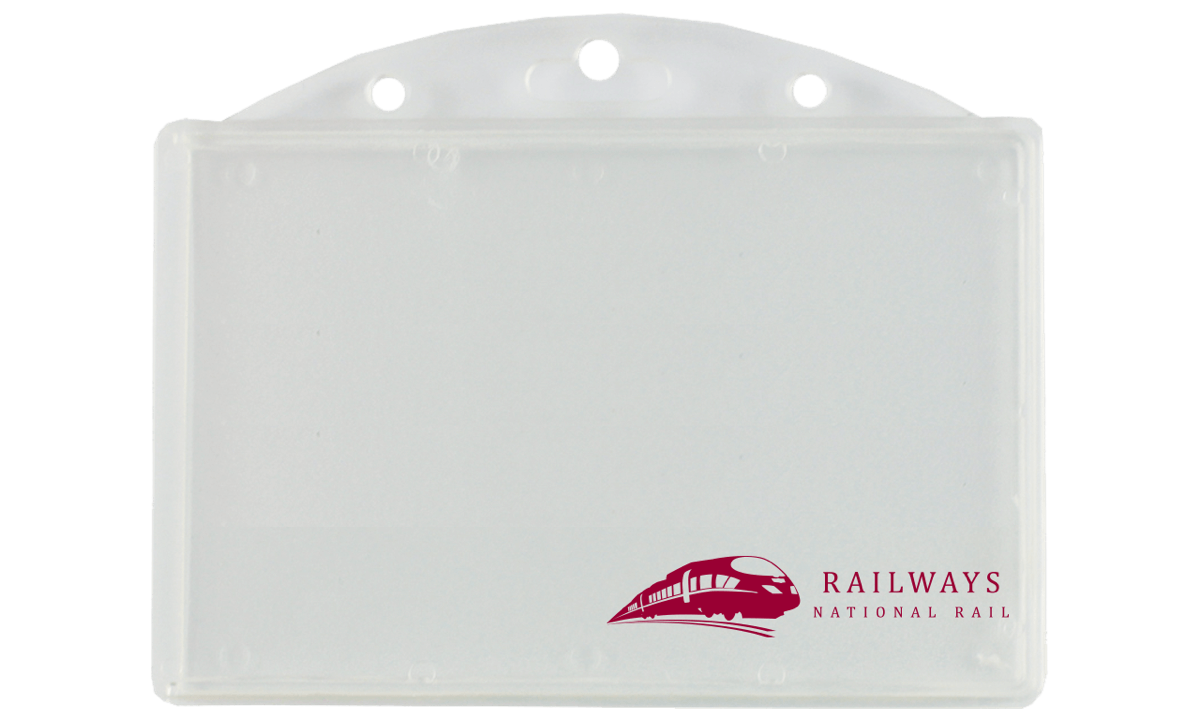 Custom Horizontal Rigid One-Card Holder with Thumb Notch - Clear