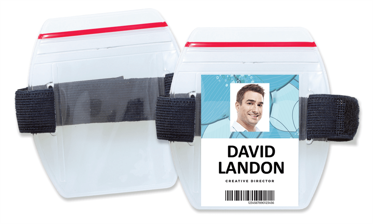 Armband Badge Holder with Strap and Zipper Closure