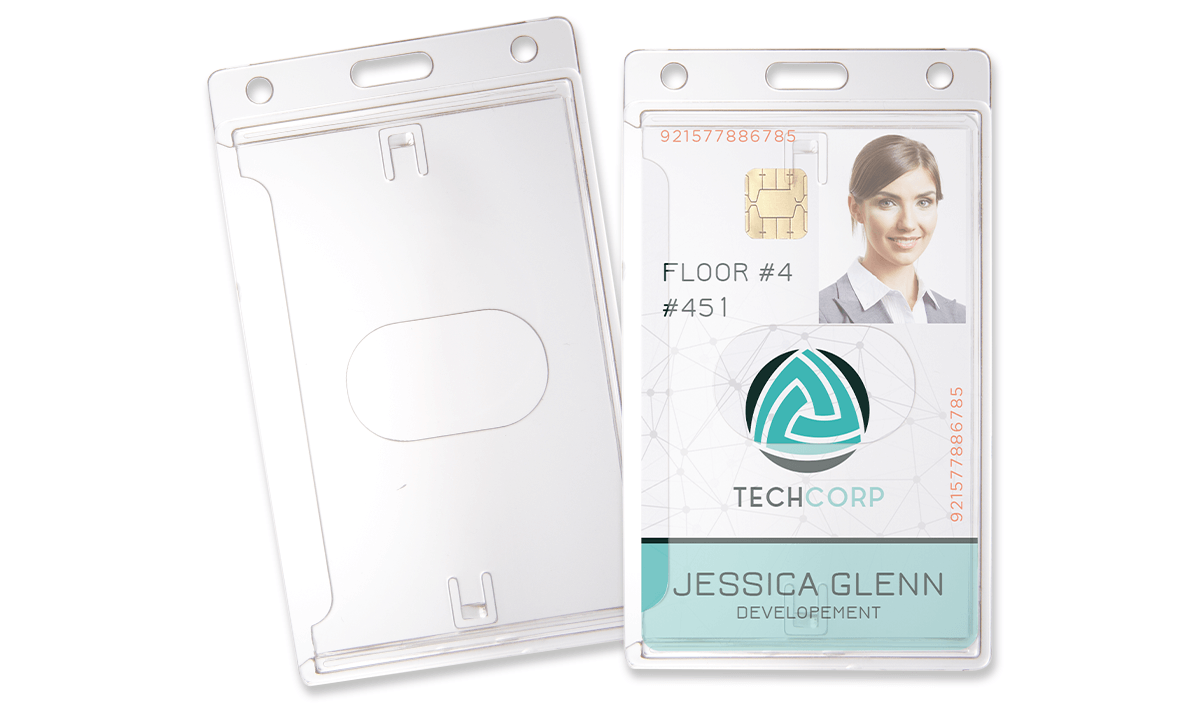 Vertical Rigid One-Card Holder with Thumb Notch - Clear