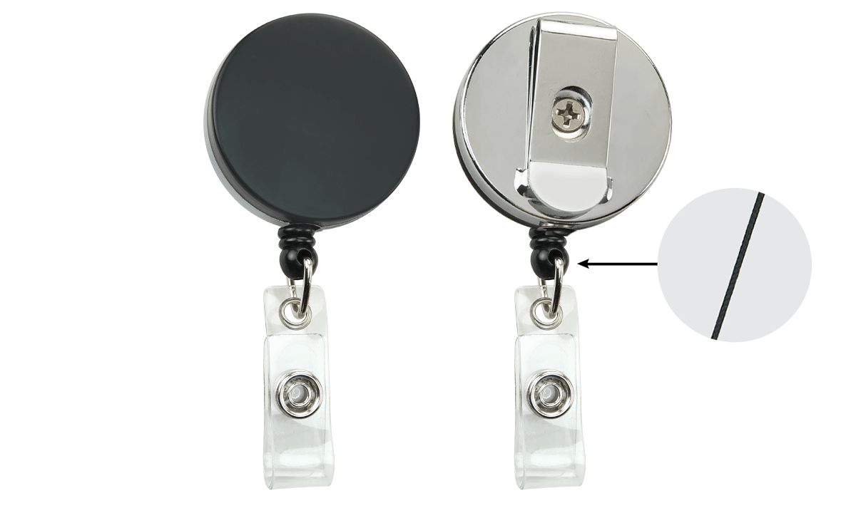 Heavy-Duty Badge-Reel with Nylon Cord & Clear Vinyl Strap