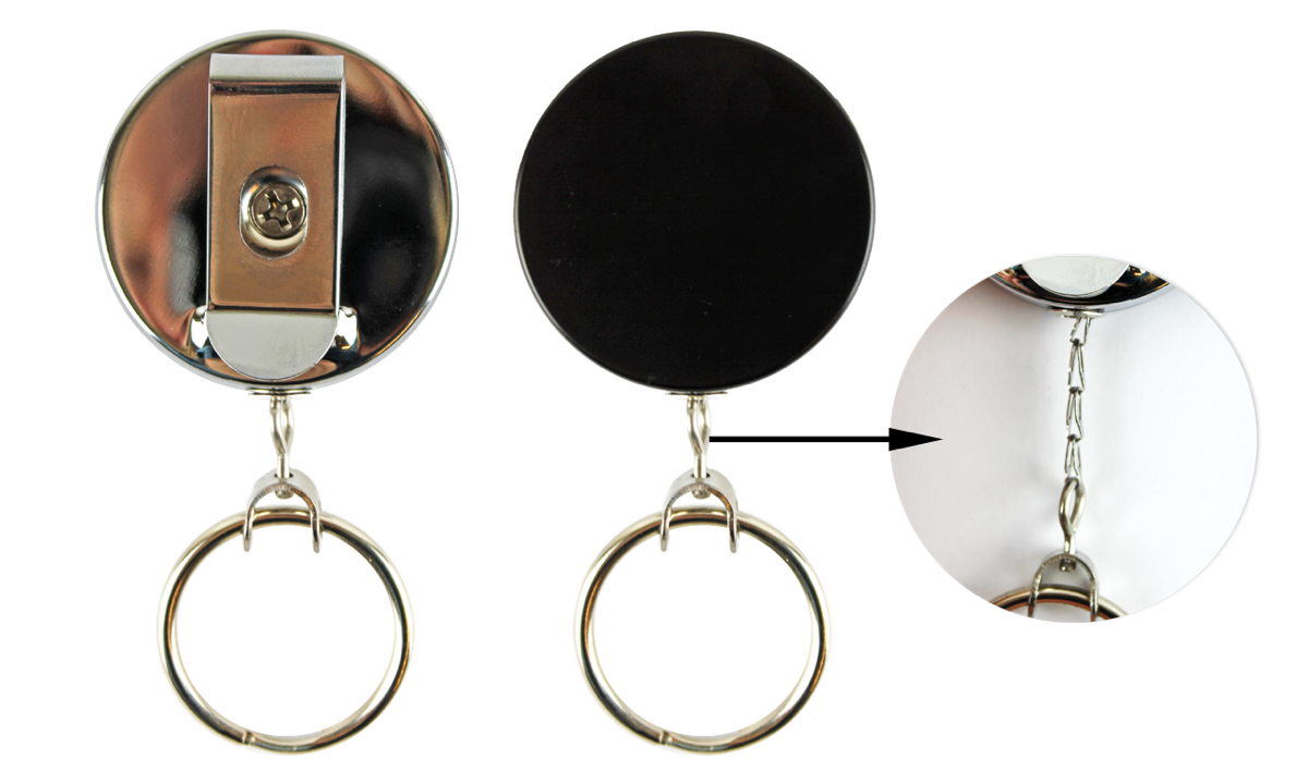 Heavy-Duty Badge-Reel with Chain Cord & Key Ring