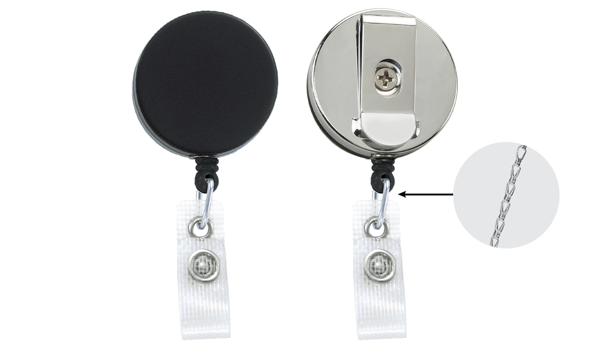 Heavy-Duty Badge-Reel with Chain Cord & Reinforced Vinyl Strap
