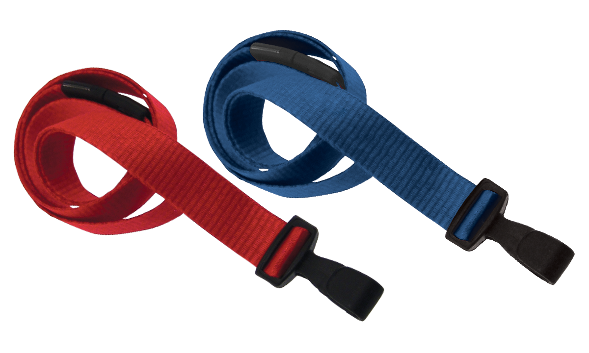 Flat 15mm Anti-Microbial Lanyards with Wide No-Twist Plastic Hook and Break-Away