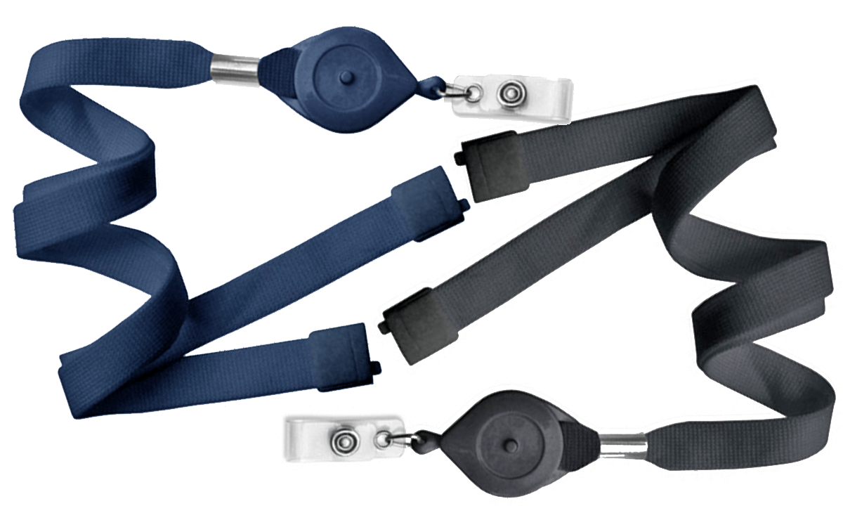 Flexible Tubular 15mm Break-Away Lanyards with Badge Reel with "Quick Lock" Button