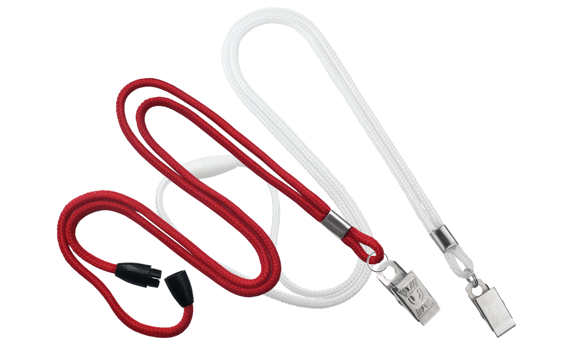 Round 3mm Break-Away Lanyards with Metal Bulldog Clip