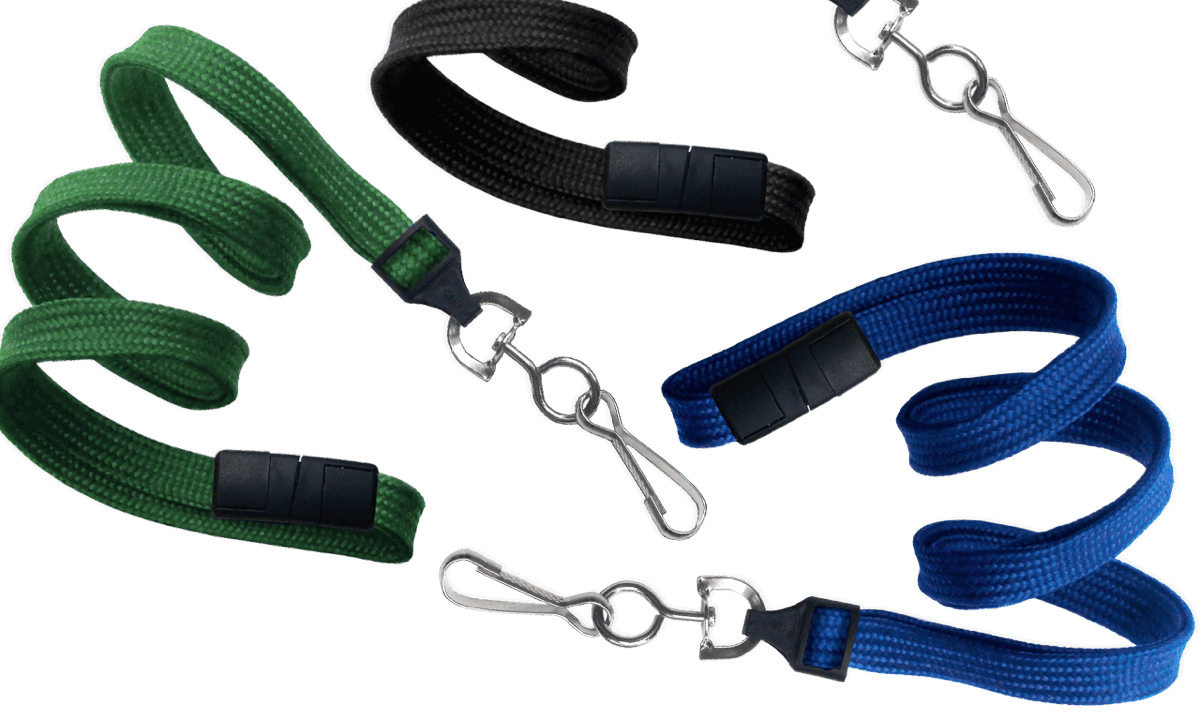 Tubular 10mm Break-Away Lanyards with Metal Swivel Hook