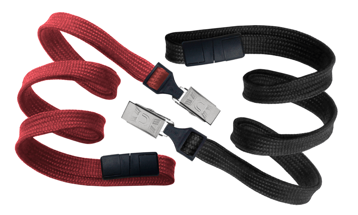 Tubular 10mm Break-Away Lanyards with Bulldog Clip