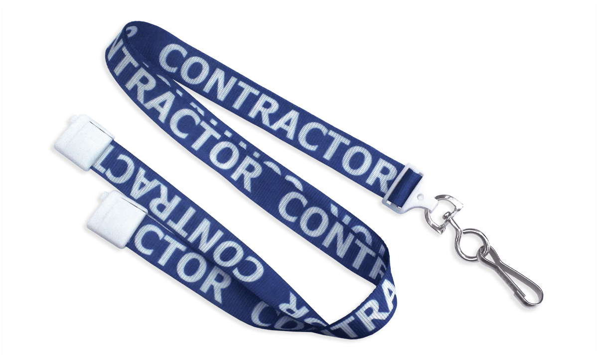 Pre-Printed 15mm Break-Away Satin Lanyards with Swivel Hook "CONTRACTOR"