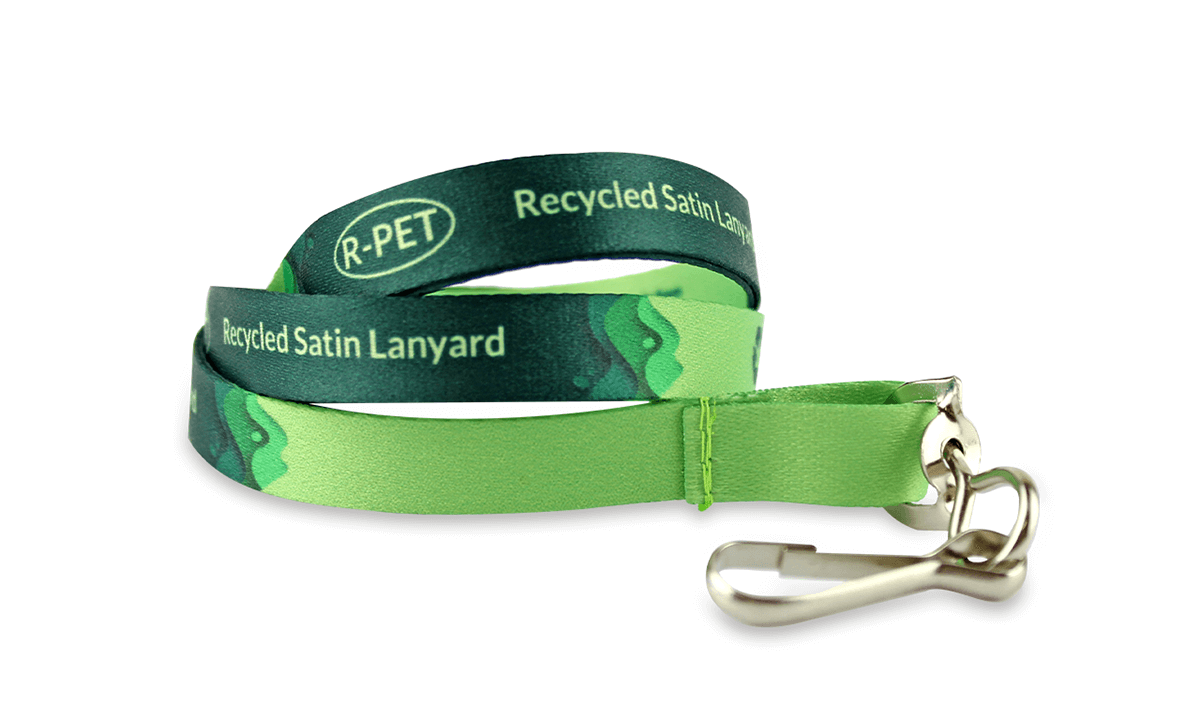 Custom 10mm Recycled P. E. T. Satin Lanyards - Full-Colour Print