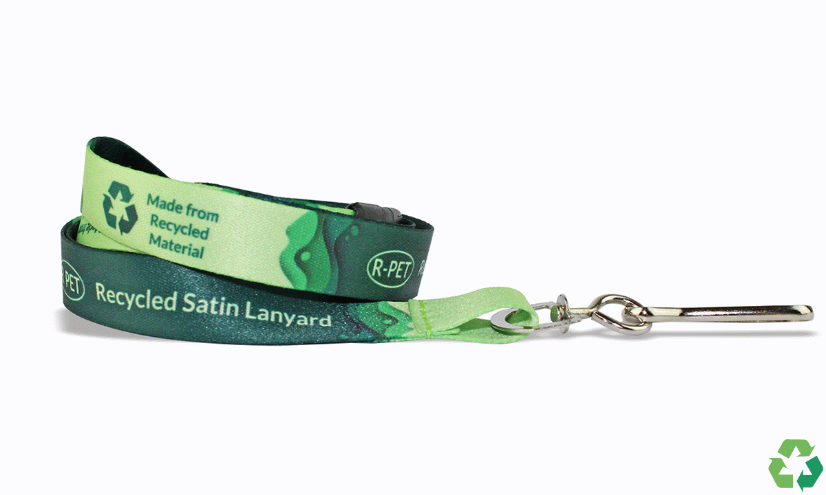 Custom 15mm Recycled P. E. T. Satin Lanyards - Full-Colour Print