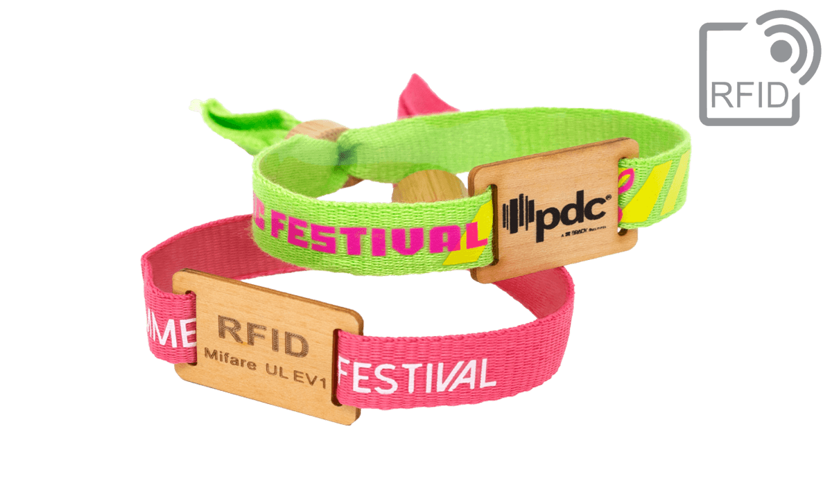 Eco-friendly Fabric RFID Wristbands with Wooden Slider