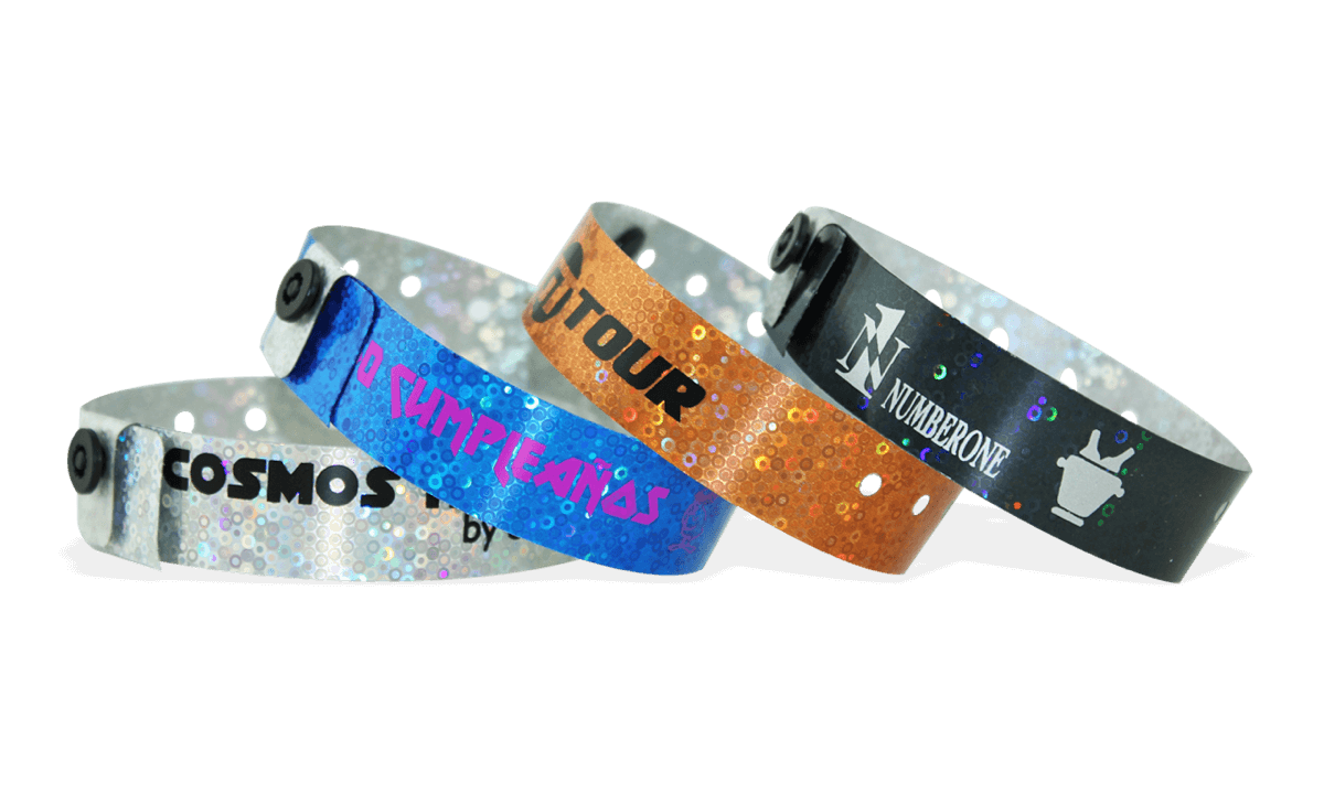 Custom Holographic wristbands 19 mm liquid glitter