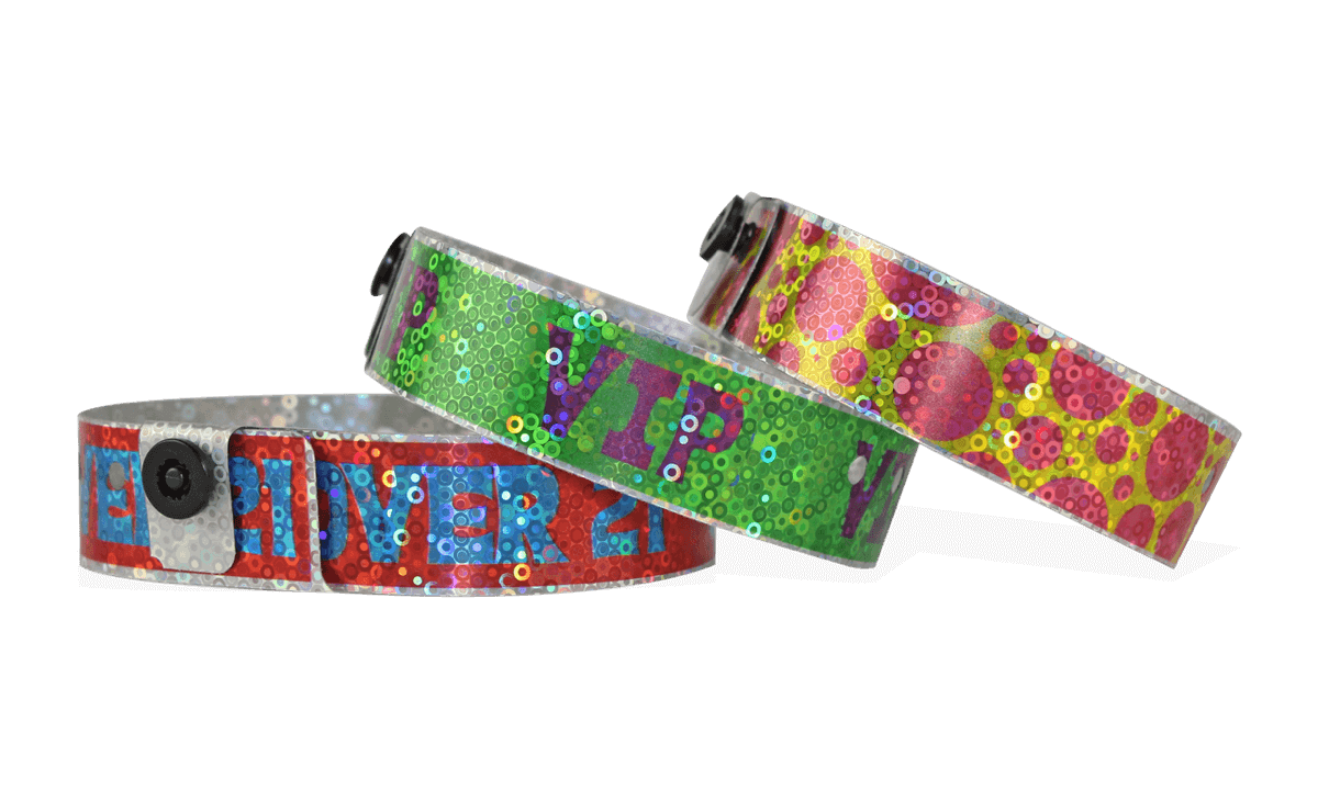 Custom Full-Colour Holographic wristbands 19 mm liquid glitter