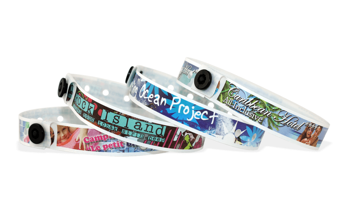 Custom Full-Colour plastic wristbands 13 mm Narrow