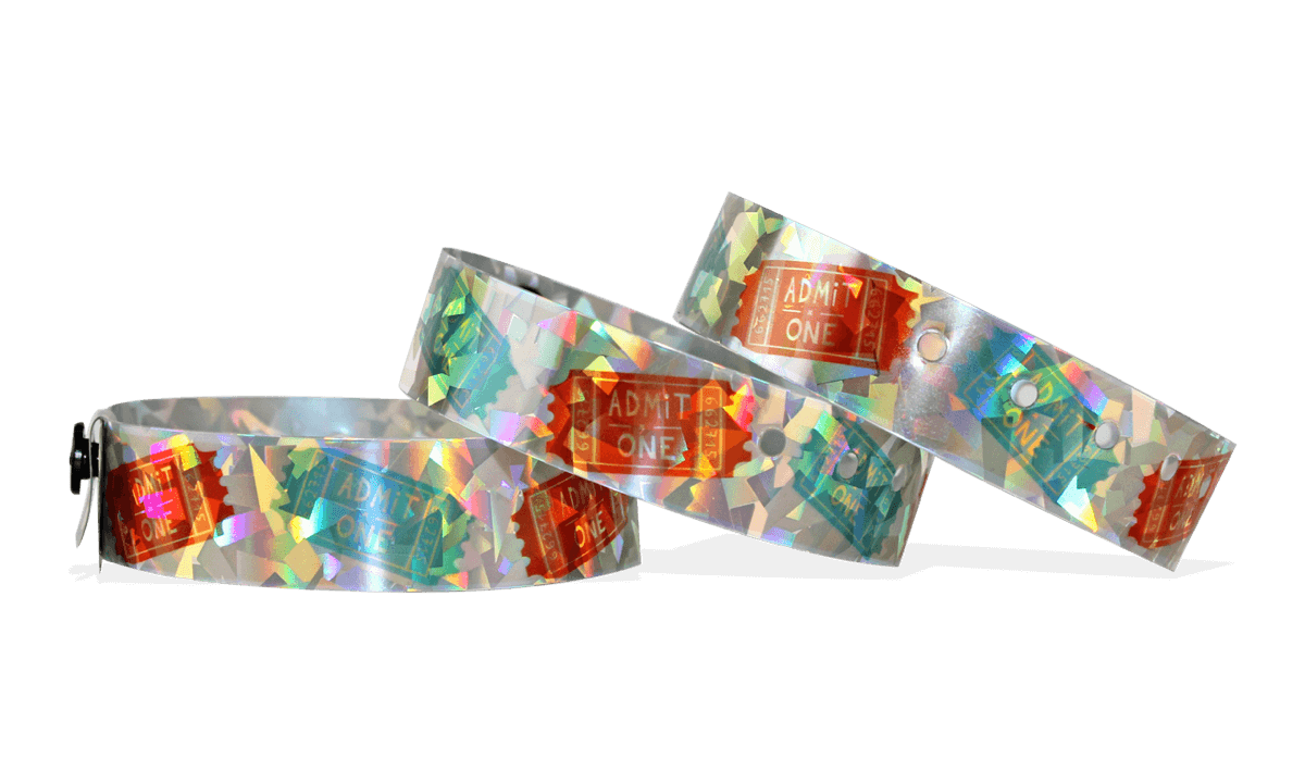 Custom Full-Colour Holographic wristbands 19 mm confetti