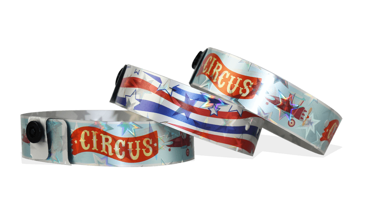 Custom Full-Colour Holographic wristbands 19 mm stars