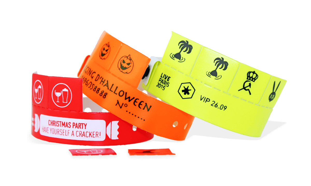 Custom 4-Tab Vinyl wristbands 19 mm