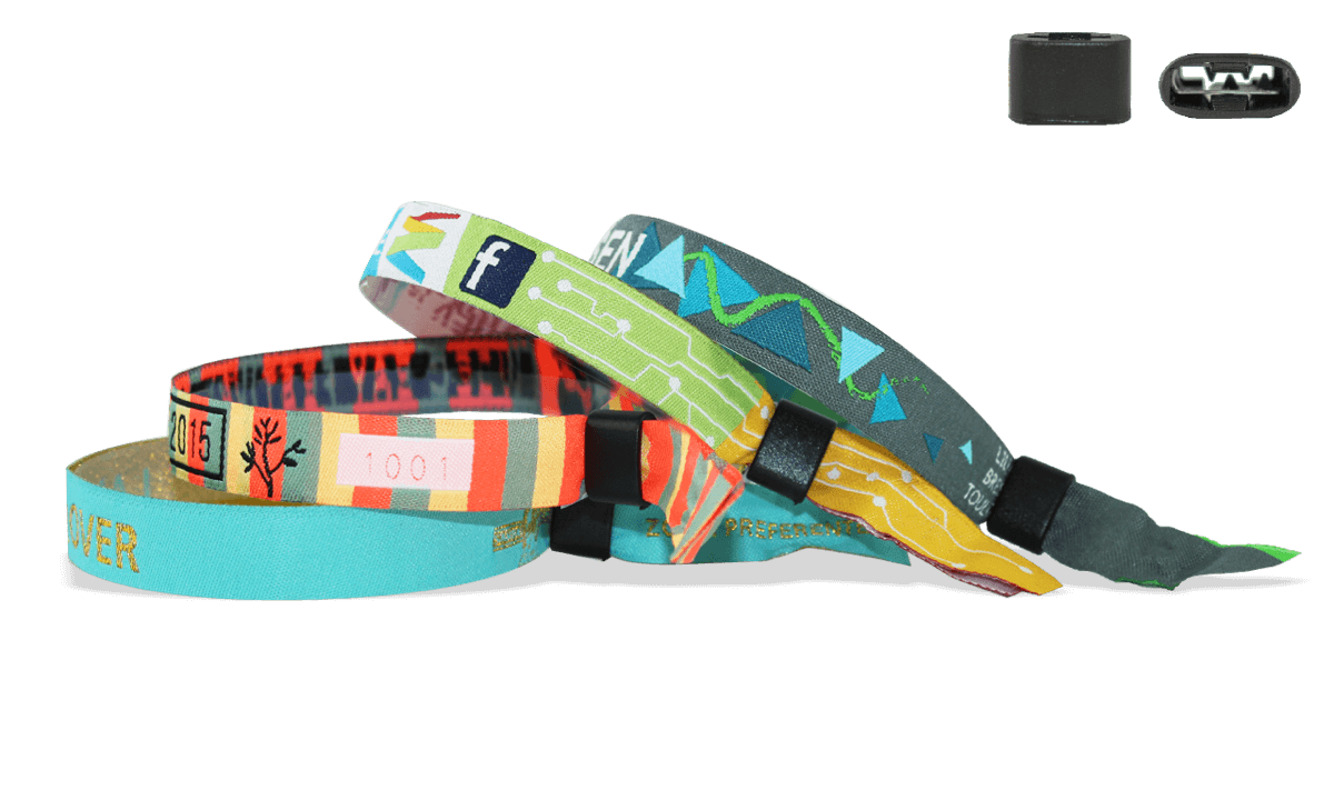 Woven wristbands with plastic flat closure, Barcelona