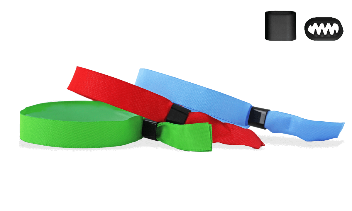 Stock Woven wristbands with plastic flat closure, Berlin