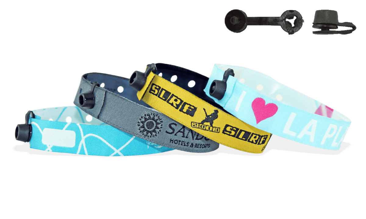 Woven wristbands with plastic round clip closure, Nice
