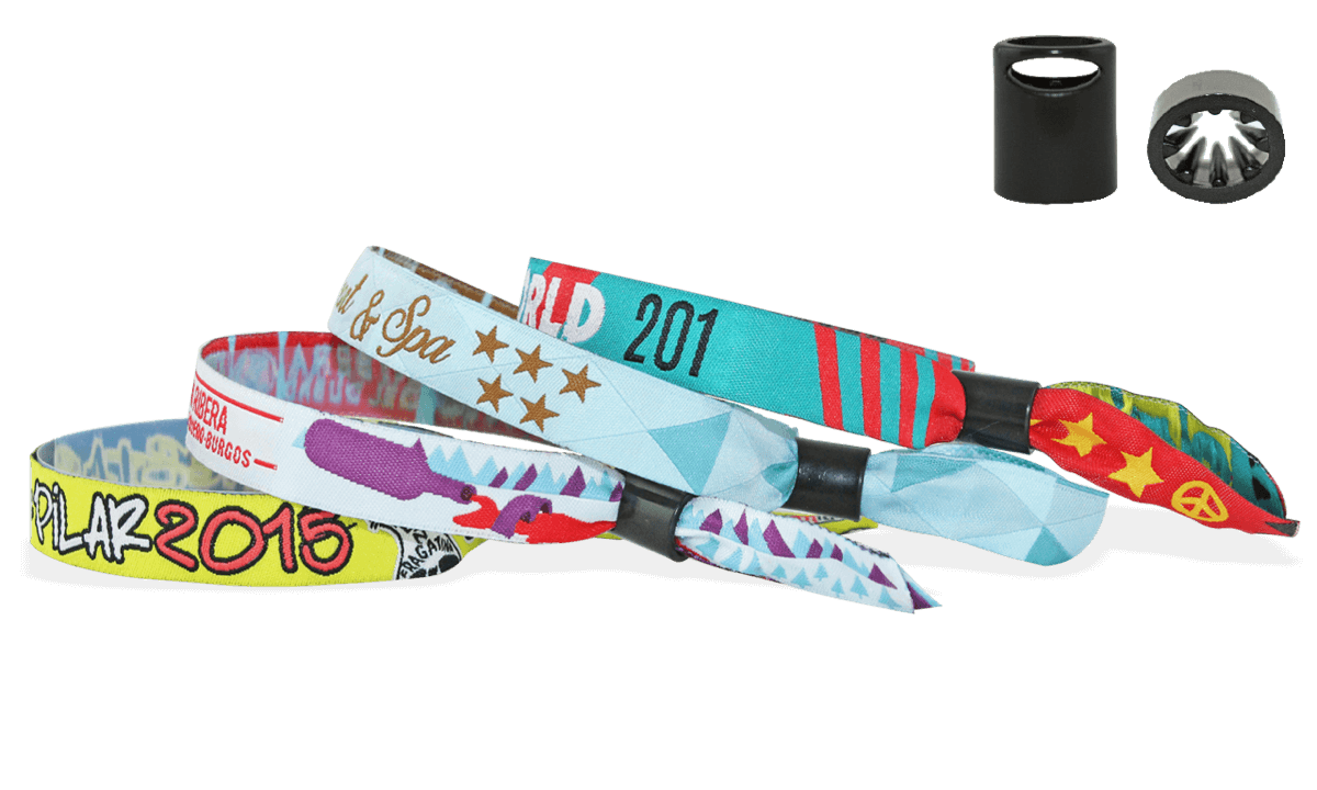 Woven wristbands with plastic sliding clip closure, Sydney