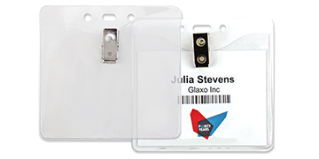 Vinyl Badge Holder with Clip - 99 x 84 mm Insert