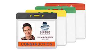 Custom Colour coded Vinyl Badge Holders - 99 x 68 mm Insert