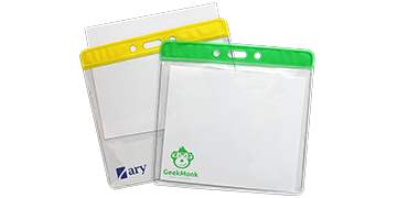 Custom Colour coded Vinyl Badge Holders - 116 x 93 mm Insert