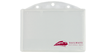 Custom Horizontal Rigid One-Card Holder with Thumb Notch - Clear