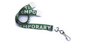 Pre-Printed 15mm Break-Away Satin Lanyards with Swivel Hook "TEMPORARY"