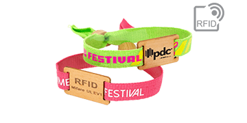 Eco-friendly Fabric RFID Wristbands with Wooden Slider