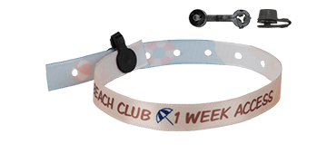 Satin wristbands 10mm "Special camping" with plastic round clip closure, Nice