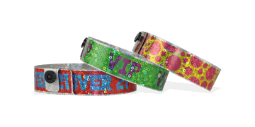 Custom Full-Colour Holographic wristbands 19 mm liquid glitter