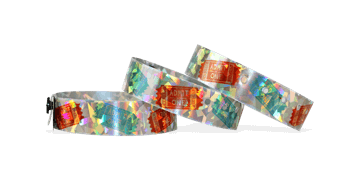 Custom Full-Colour Holographic wristbands 19 mm confetti