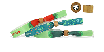 Recycled P.E.T. satin wristbands with bamboo sliding clip closure, Kyoto