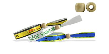 Satin wristbands with reusable wooden closure, Montreal