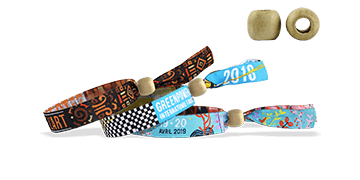 Woven wristbands with reusable wooden closure, Montreal
